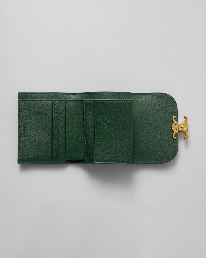 Petit portefeuille Triomphe LÉZARD - VERT PIN - PORTEFEUILLES - 1 | CELINE