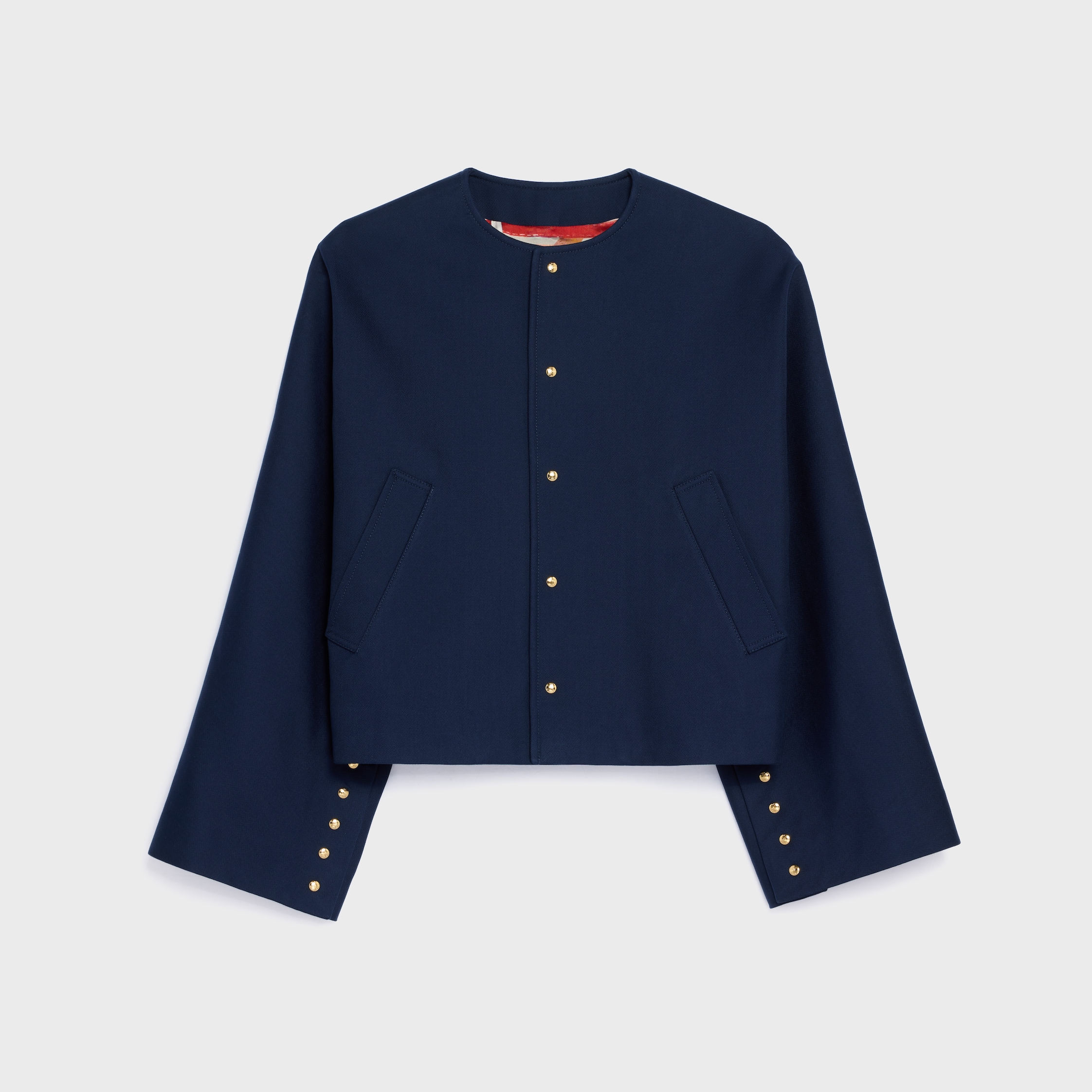 CARDIGAN JACKET IN COTTON GABARDINE - ROYAL BLUE | CELINE