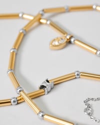 TRIOMPHE GLINT NECKLACE IN STEEL, STRASS AND BRASS WITH GOLD FINISH - GOLD / SILVER - NECKLACES - 2 | CELINE
