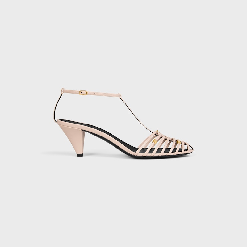 SANDALE À TALON CAGE EN CUIR DE CHÈVRE - ROSE POUDRÉ -  - 1 | CELINE