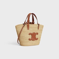 TEEN SUPPLE CELINE CLASSIC PANIER IN Raffia and calfskin - TAN - CROSS-BODY BAGS - 2 | CELINE