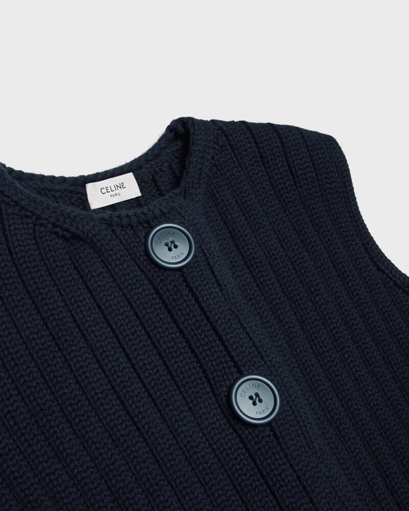 cardigan em lã com cote - AZUL MARINHO - - 1 | CELINE