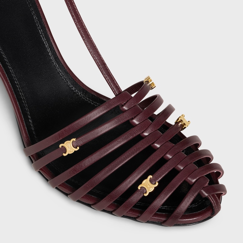 CAGE HEELED SANDAL IN GOATSKIN - BURGUNDY -  - 1 | CELINE