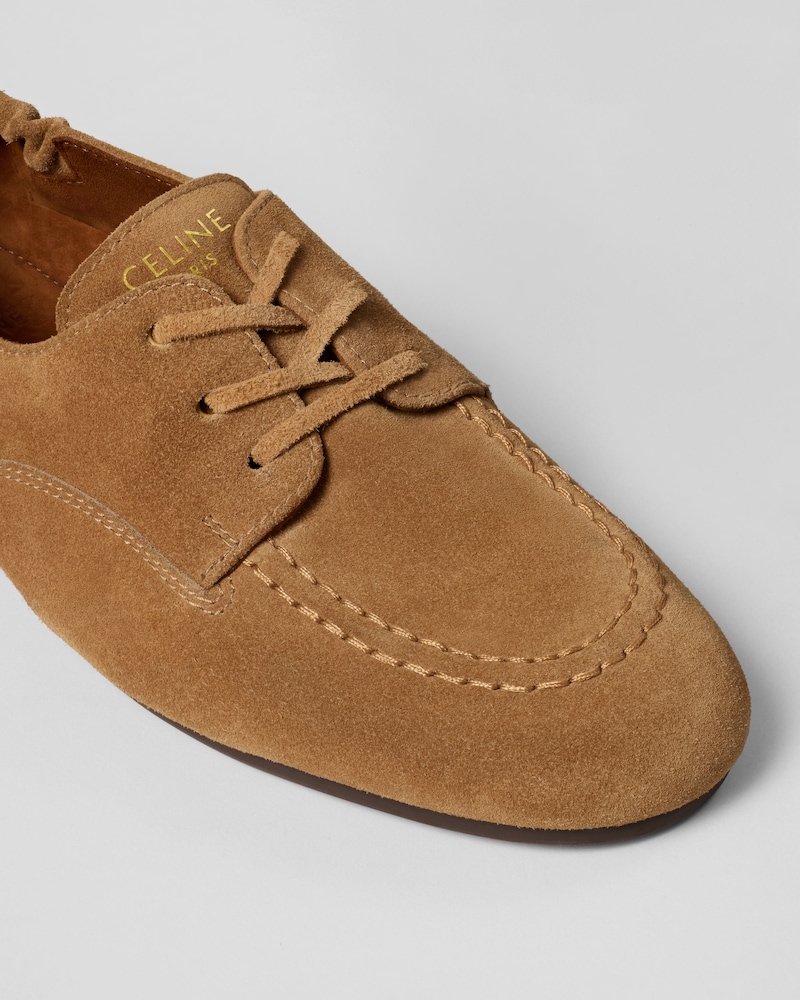 ADAM LACE-UP LOAFER IN SUEDE CALFSKIN - COGNAC -  - 1 | CELINE