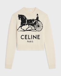 crewneck sweater IN cashmere - WHITE/BLACK 1 -  - 1 | CELINE