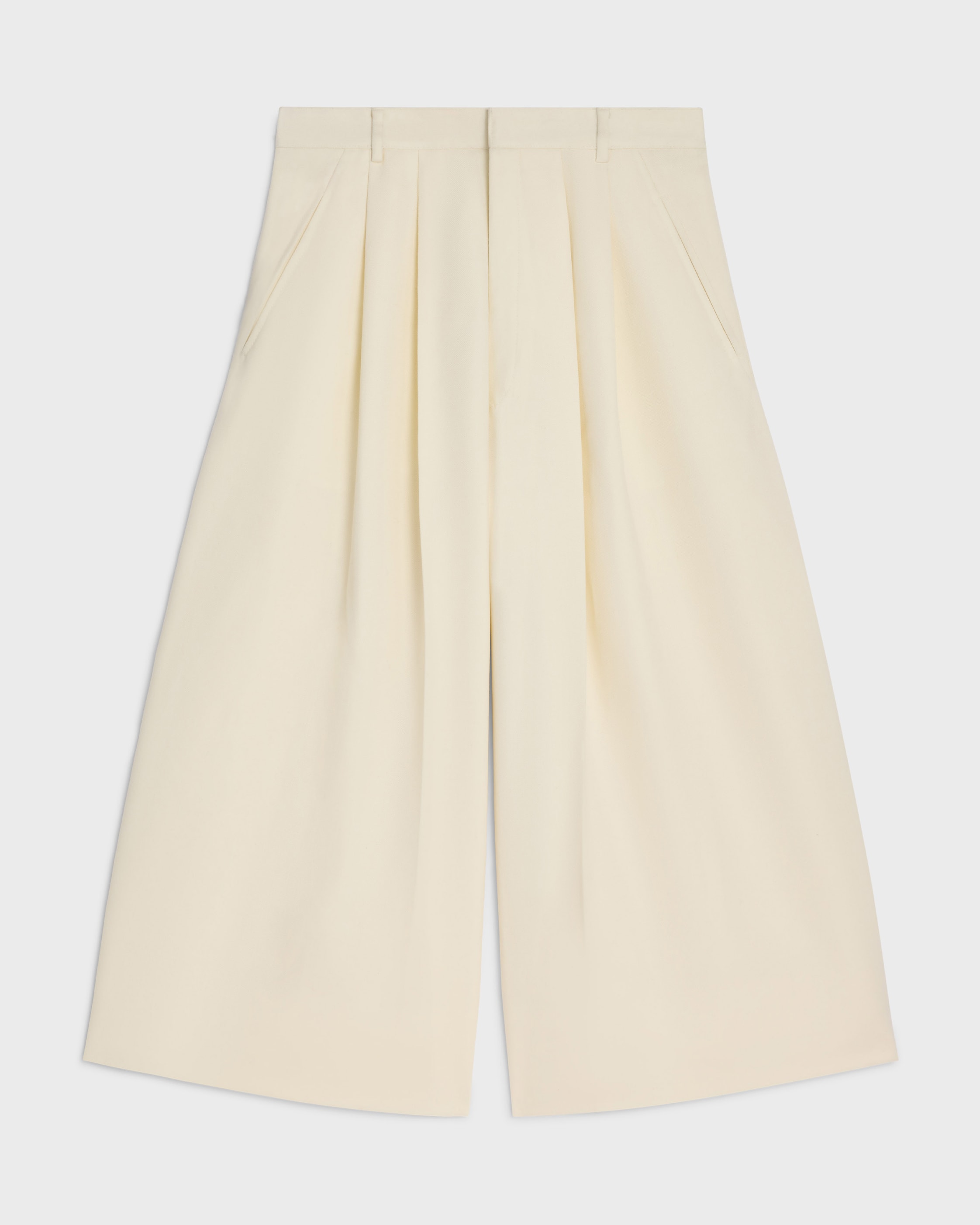 montauk cropped trousers IN DIAGONAL WOOL - IVORY | CELINE