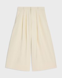 montauk cropped trousers IN DIAGONAL WOOL - IVORY -  - 1 | CELINE