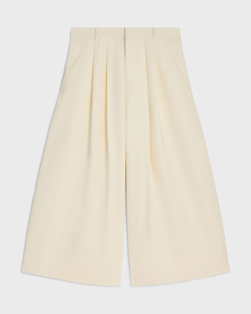 montauk cropped trousers IN DIAGONAL WOOL - IVORY -  - 1 | CELINE