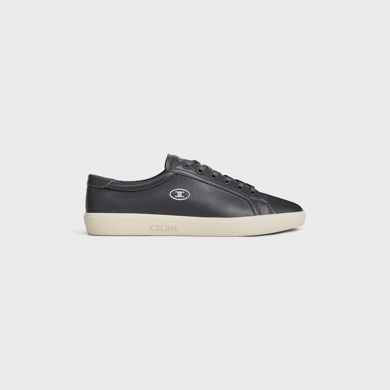 CELINE LOU LOW LACE-UP SNEAKER WITH TRIOMPHE IN LAMBSKIN - DARK GREY -  - 1 | CELINE