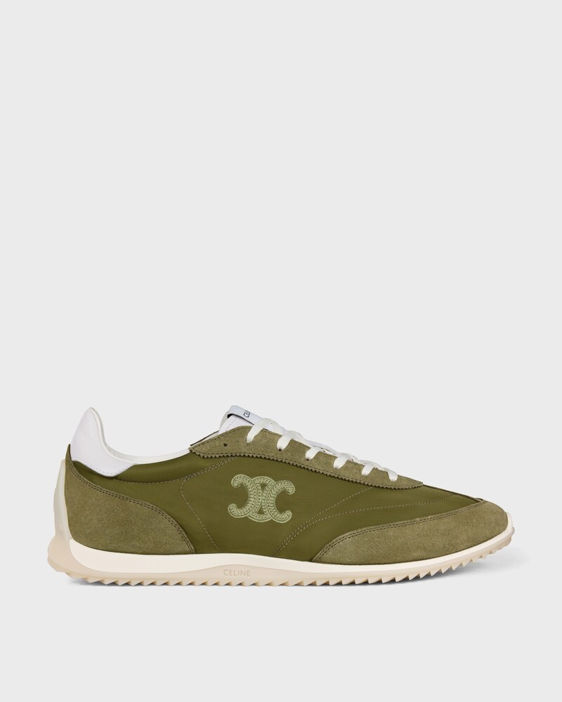 SNEAKER RACER EN NYLON, CUIR DE VEAU VELOURS ET CUIR DE VEAU - OLIVE -  - 1 | CELINE