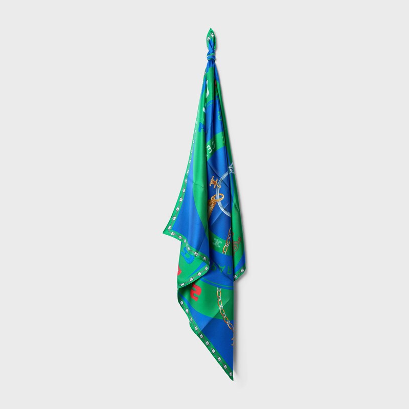 BULLSEYE FOULARD 90 - ROYAL BLUE/GREEN -  - 1 | CELINE
