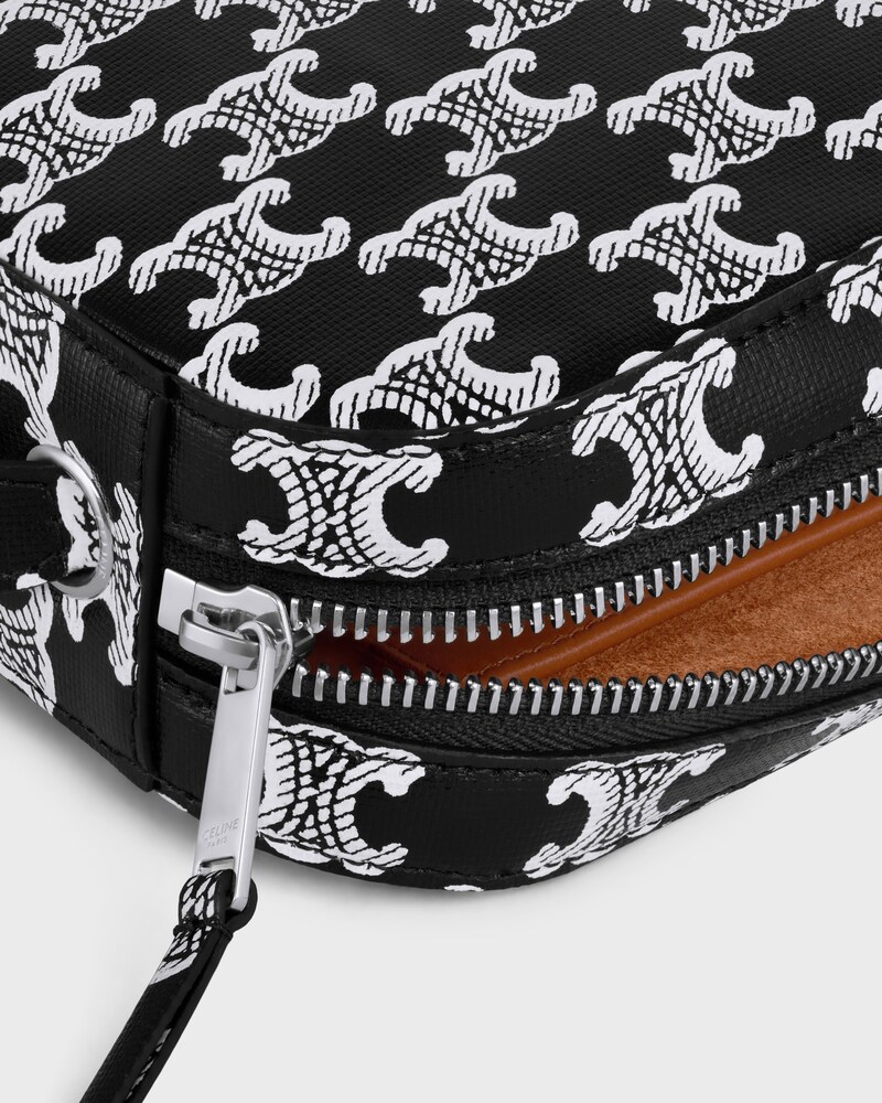 MESSENGER BAG WITH CHARM IN TRIOMPHE CANVAS AND SMOOTH LAMBSKIN - Black / White - CROSS-BODY BAGS - 1 | CELINE