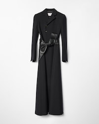 LONG SLIM DB COAT IN WOOL - BLACK -  - 1 | CELINE