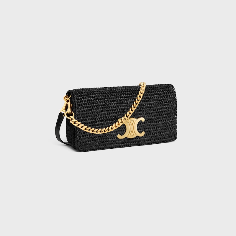 CÉLINE オープントゥ ミュール 黒/ベージュ MULTIPOCHETTE IN RAFFIA - BLACK | CELINE