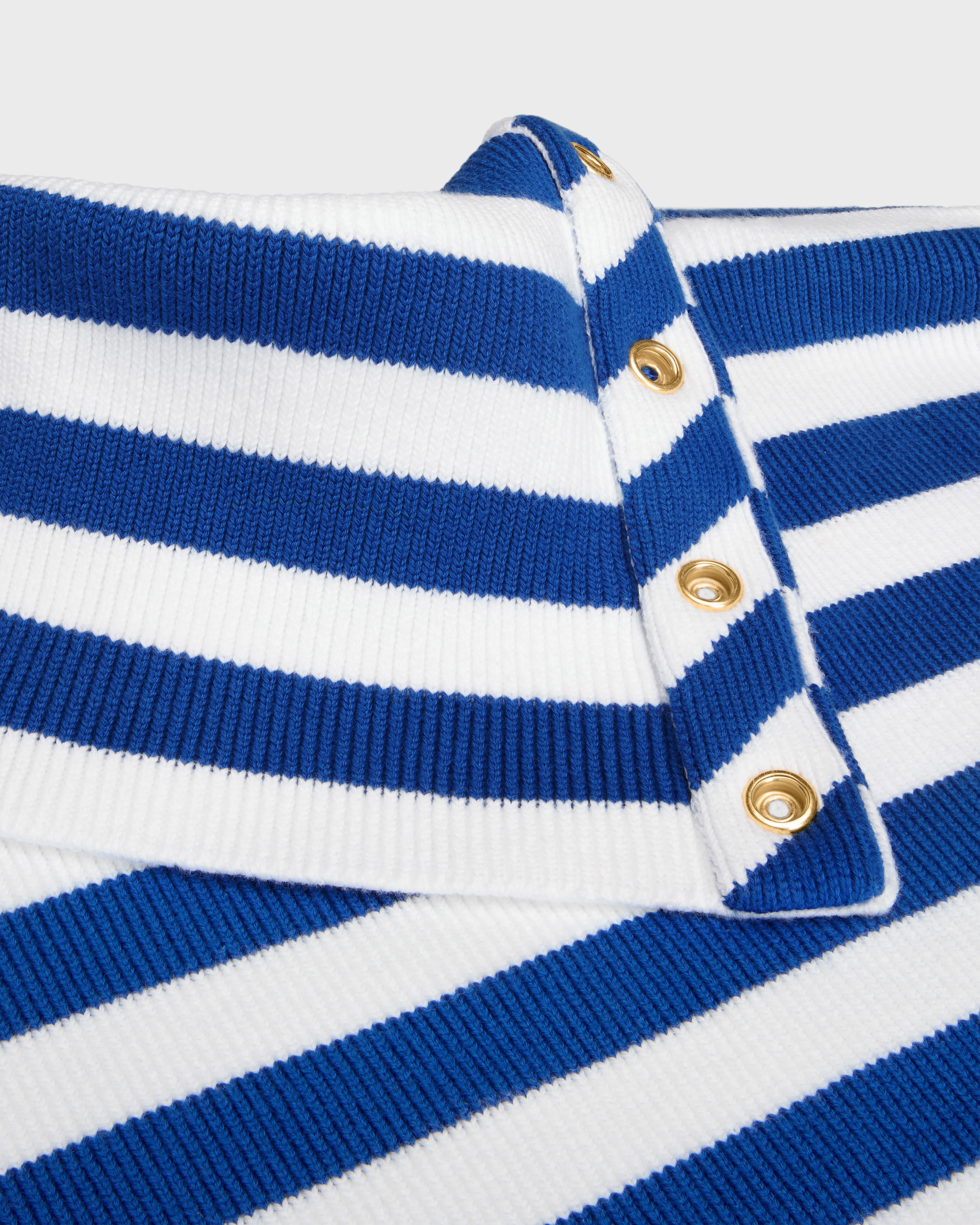 high neck sweater IN cotton - WHITE/ROYAL BLUE | CELINE