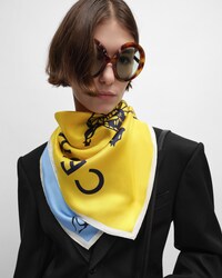 square IN silk twill - BLUE/CREAM/YELLOW -  - 2 | CELINE