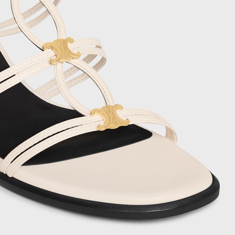 CLÉMENCE HEELED SANDAL IN LAMBSKIN - MILK -  - 1 | CELINE