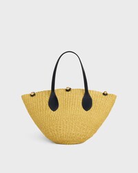 SMALL TRIOMPHE BEADS BASKET IN SISAL AND CALFSKIN - NATURAL / BLACK - NEW - 1 | CELINE