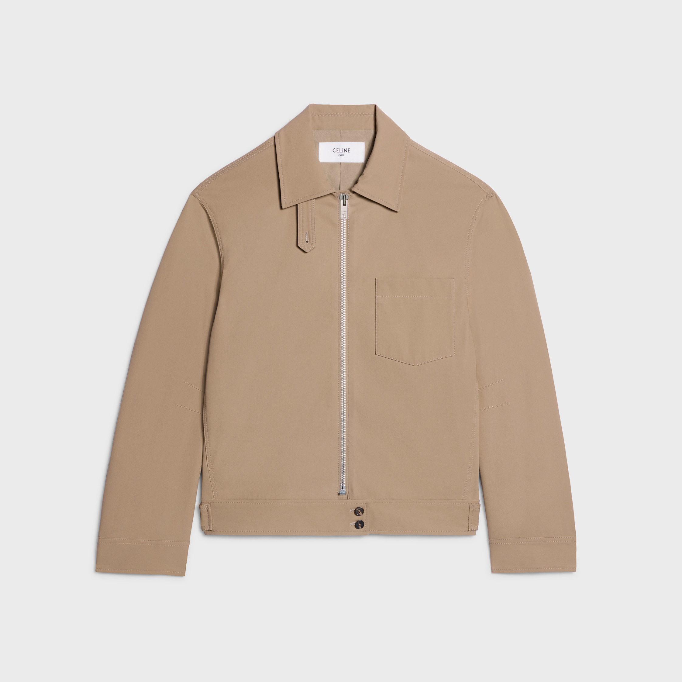 JACKET IN COTTON CLOTH - ASH BEIGE | CELINE