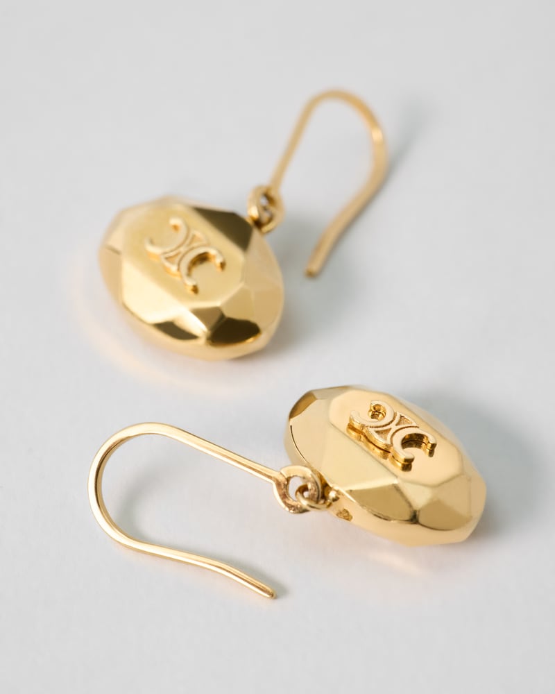 TRIOMPHE FACET EARRINGS IN BRASS WITH GOLD FINISH - GOLD - EARRINGS - 1 | CELINE