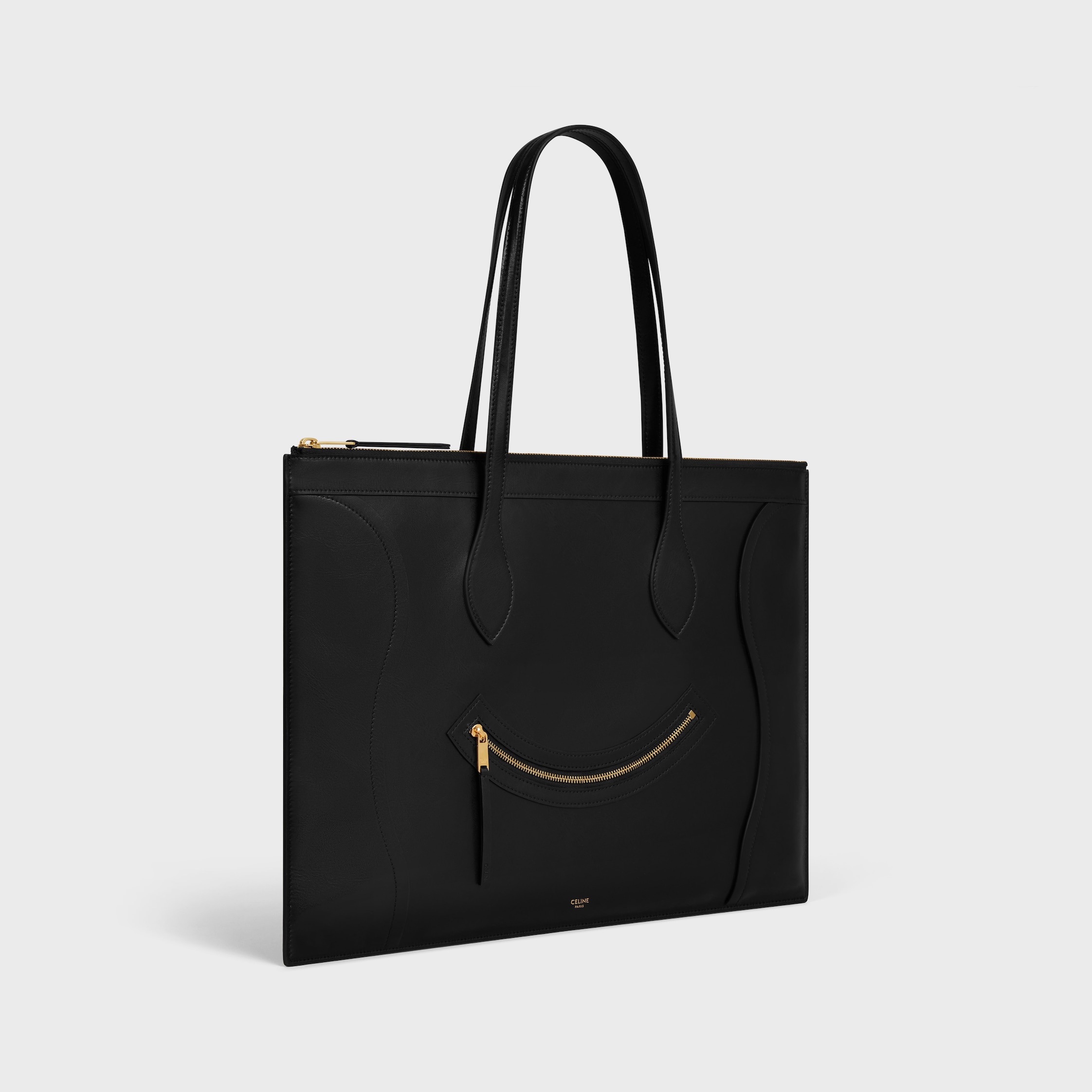 FLAT LUGGAGE IN GLOSSY CALFSKIN - BLACK | CELINE