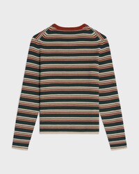 crewneck sweater IN striped ribbed wool - BEIGE/GREEN/BROWN -  - 2 | CELINE