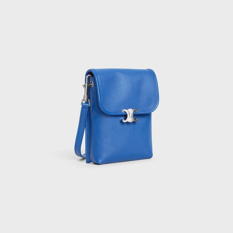 VERTICAL POUCH SOFT TRIOMPHE IN SMOOTH LAMBSKIN - OXIDE BLUE - MINI BAGS - 1 | CELINE