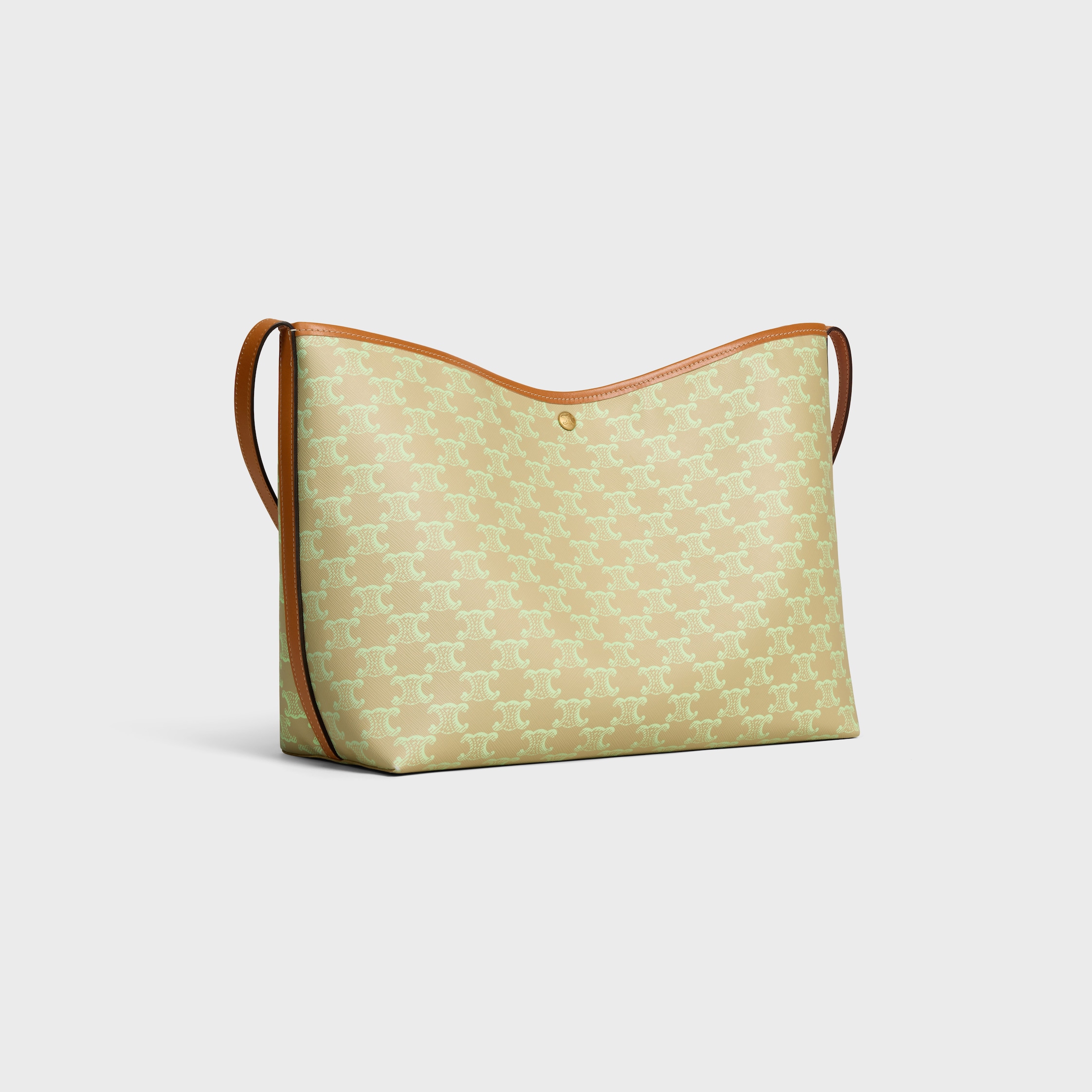SOFT SHOPPER BAG IN TRIOMPHE CANVAS AND CALFSKIN - SANDCASTLE