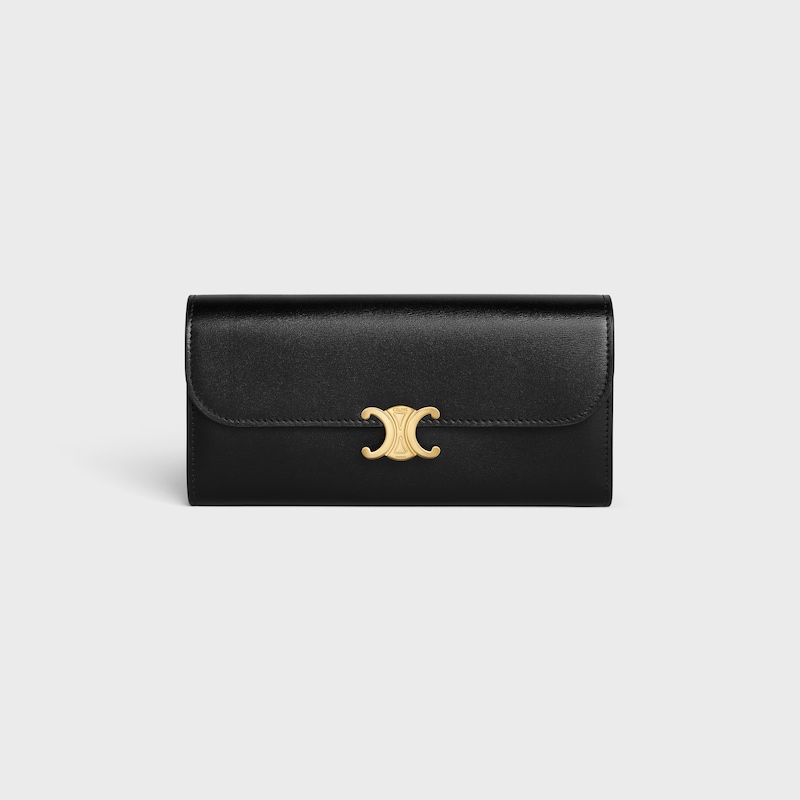 LARGE WALLET TRIOMPHE IN Shiny calfskin - BLACK - WALLETS - 1 | CELINE
