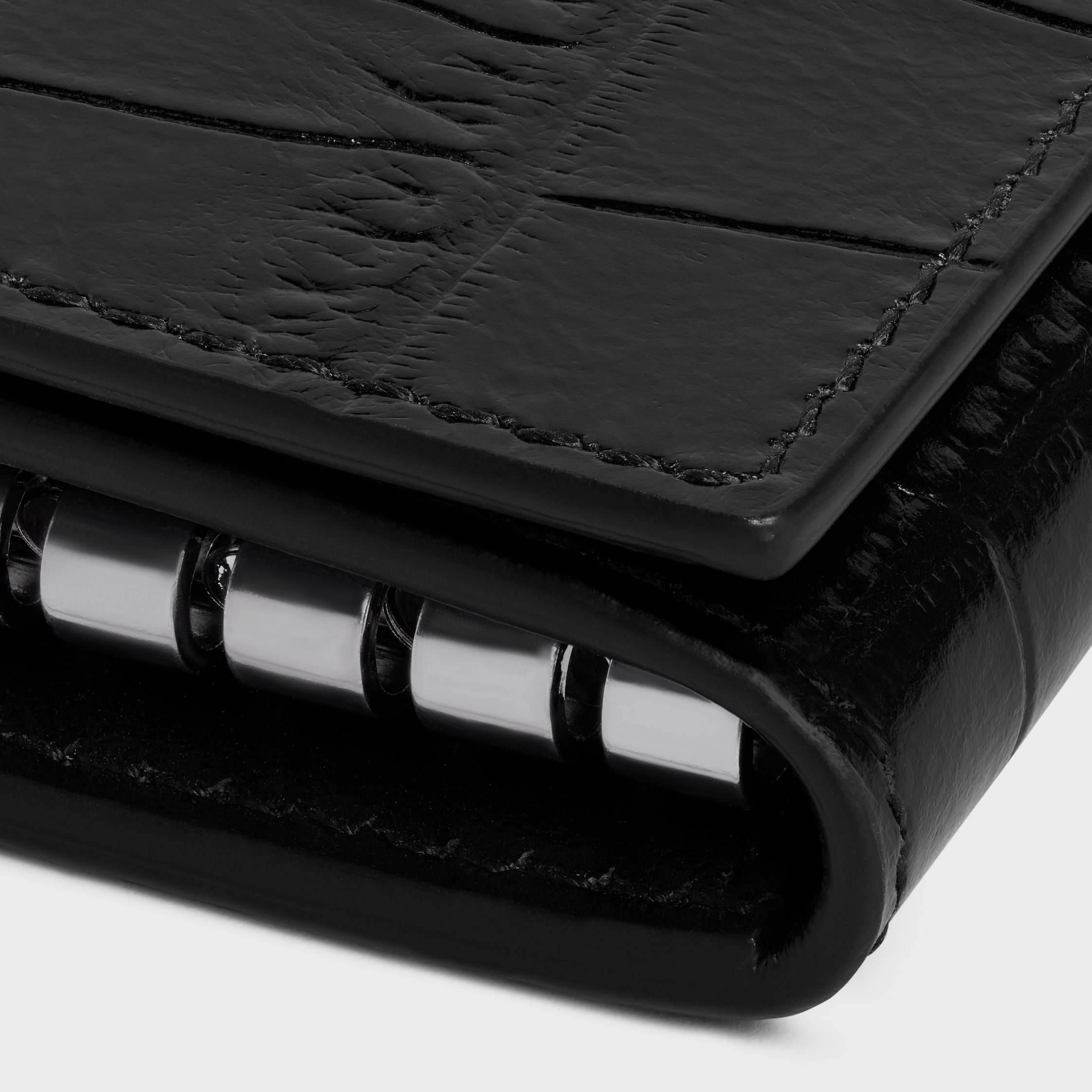 CELINE ブラック　ケース　型押し キーケース / クロコダイル型押しカーフスキン - ブラック | CELINE