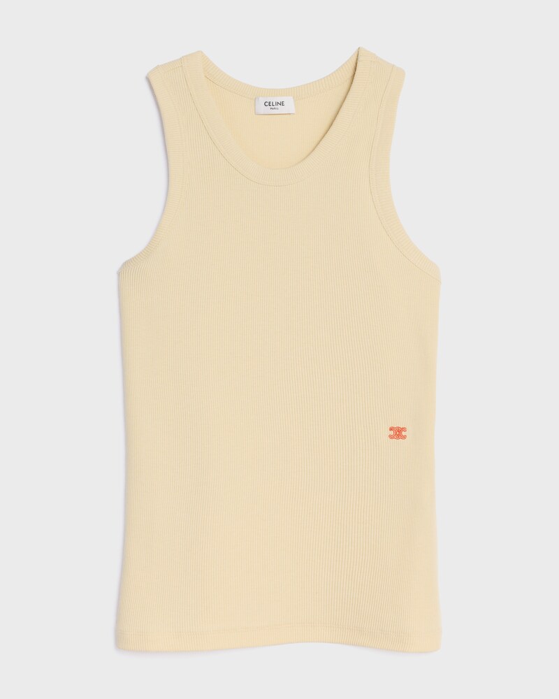 tank top IN ribbed cotton silk - VANILLA/ RED -  - 1 | CELINE
