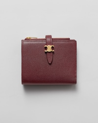 COMPACT WALLET TRIOMPHE PONTET IN GOATSKIN - SYRAH - WALLETS - 1 | CELINE