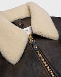 veste aviateur PEAU DE CHÈVRE - DARK BROWN / CREAM -  - 2 | CELINE