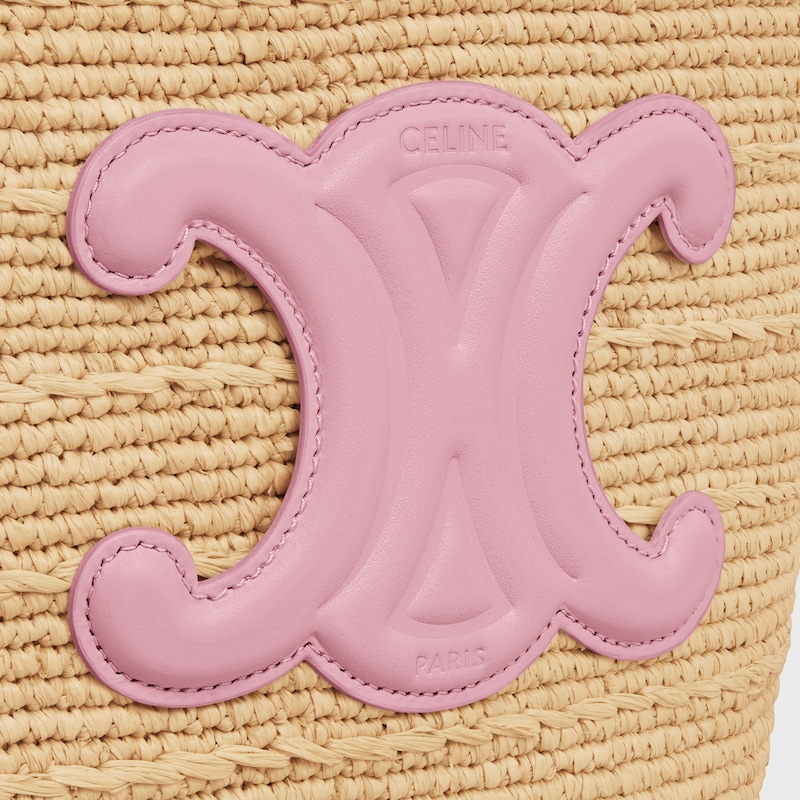 TEEN SUPPLE CELINE CLASSIC PANIER IN Raffia and calfskin - SILK PINK - PANIER - 1 | CELINE