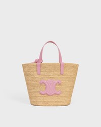 TEEN SUPPLE CELINE CLASSIC PANIER IN Raffia and calfskin - SILK PINK - PANIER - 1 | CELINE