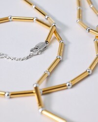 COLLAR LARGO CON CHARMS CELINE DE LATÓN CON ACABADO RODIADO Y DORADO - DORADO/PLATEADO - COLLARES - 2 | CELINE