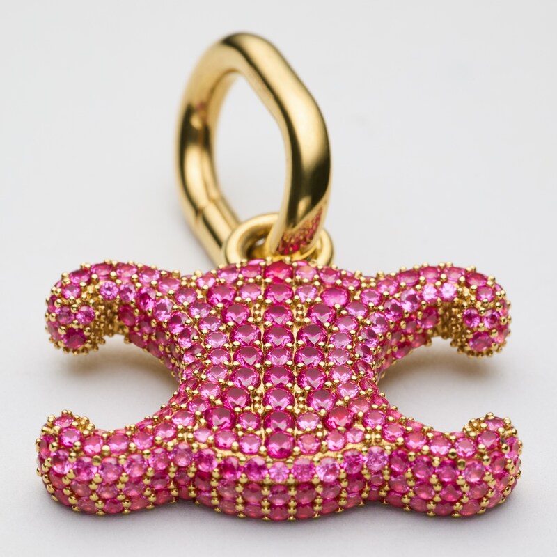 TRIOMPHE CHARMS EN STRASS ET LAITON RHODIÉ - Rose / Doré - CHARMS - 1 | CELINE