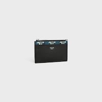Porta-cartões com zíper em triomphe canvas listrado e pele de cordeiro - PRETO/AZUL MARINHO - PORTA-CARTÕES - 2 | CELINE