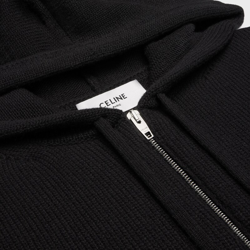 pull capuche triomphe laine cachemire - NOIR/BLANC -  - 1 | CELINE