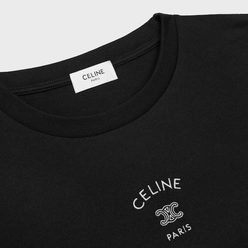 loose t-shirt IN cotton jersey - BLACK / WHITE -  - 1 | CELINE