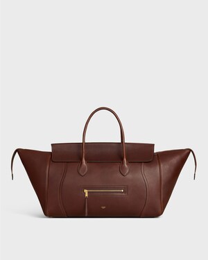 BIG LUGGAGE IN SUPPLE SHINY LAMBSKIN - DEEP BROWN - TRAVEL BAGS - 1 | CELINE
