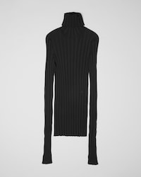 turtleneck sweater IN RIBBED VISCOSE - BLACK -  - 1 | CELINE