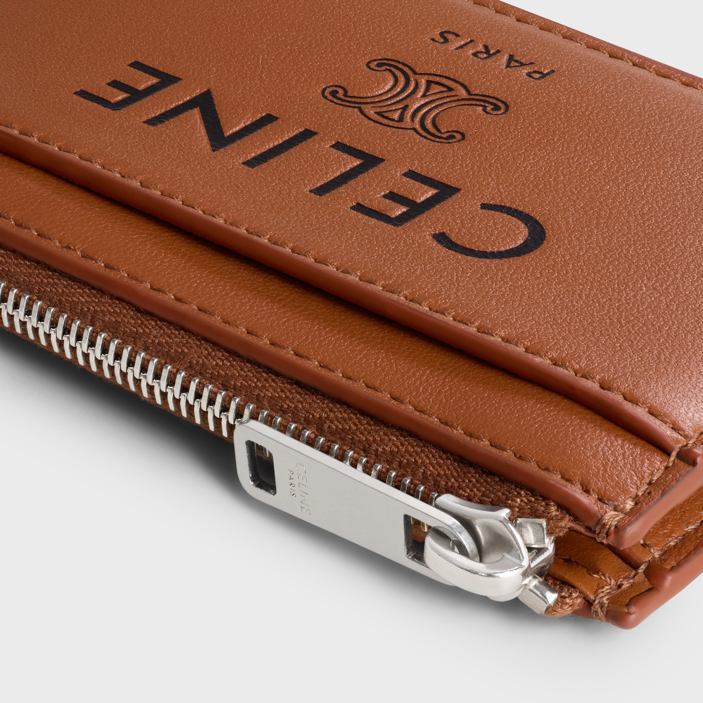 Zipped Card Holder IN SMOOTH LAMBSKIN - TAN / BLACK | CELINE