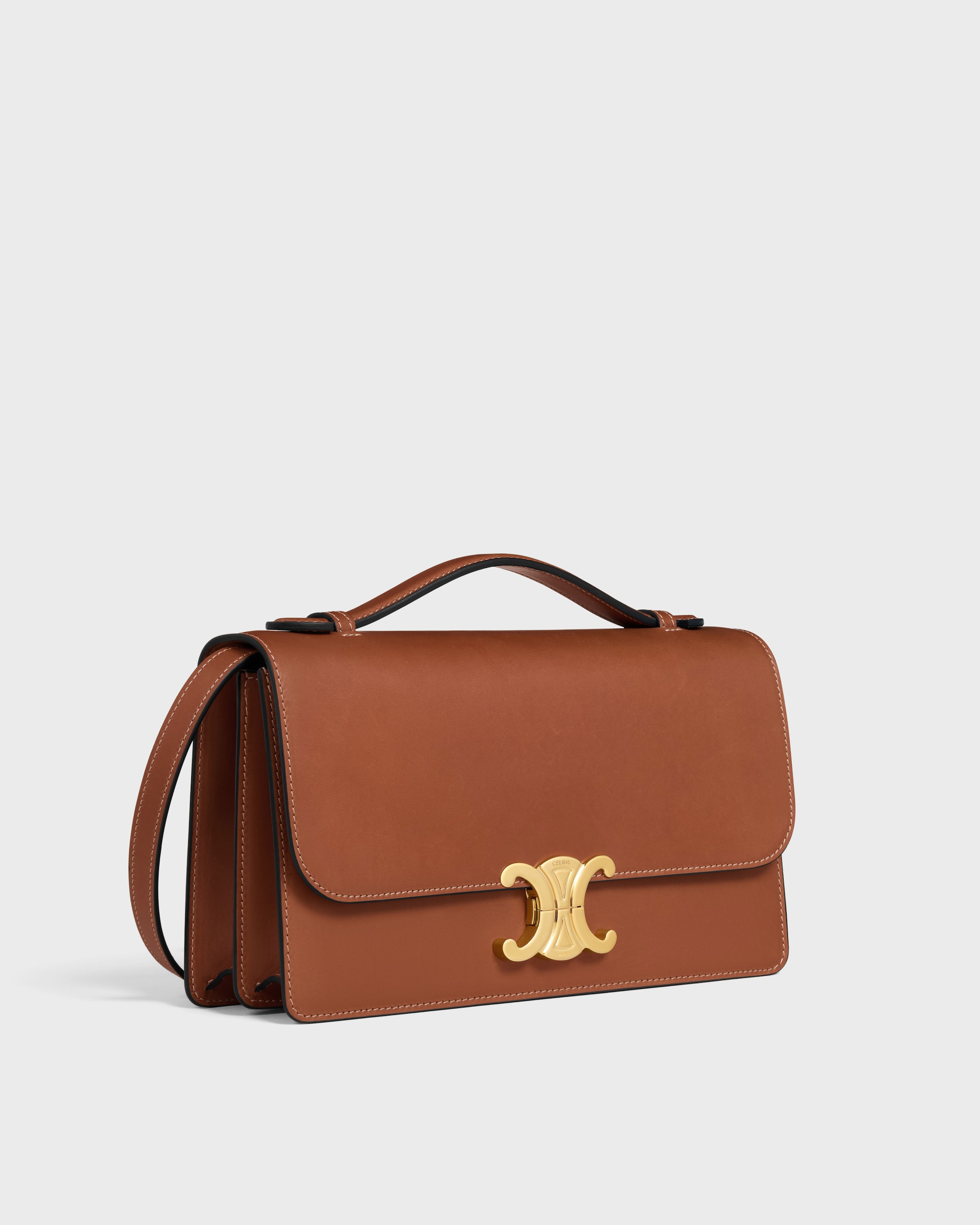 MEDIUM TRIOMPHE FOLIO IN Natural calfskin - TAN | CELINE