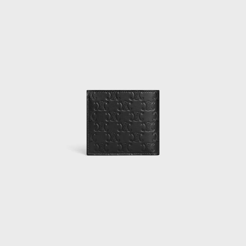 TRIOMPHE壓花牛皮革雙摺錢包 - 黑色 - GIFT FINDER - 1 | CELINE