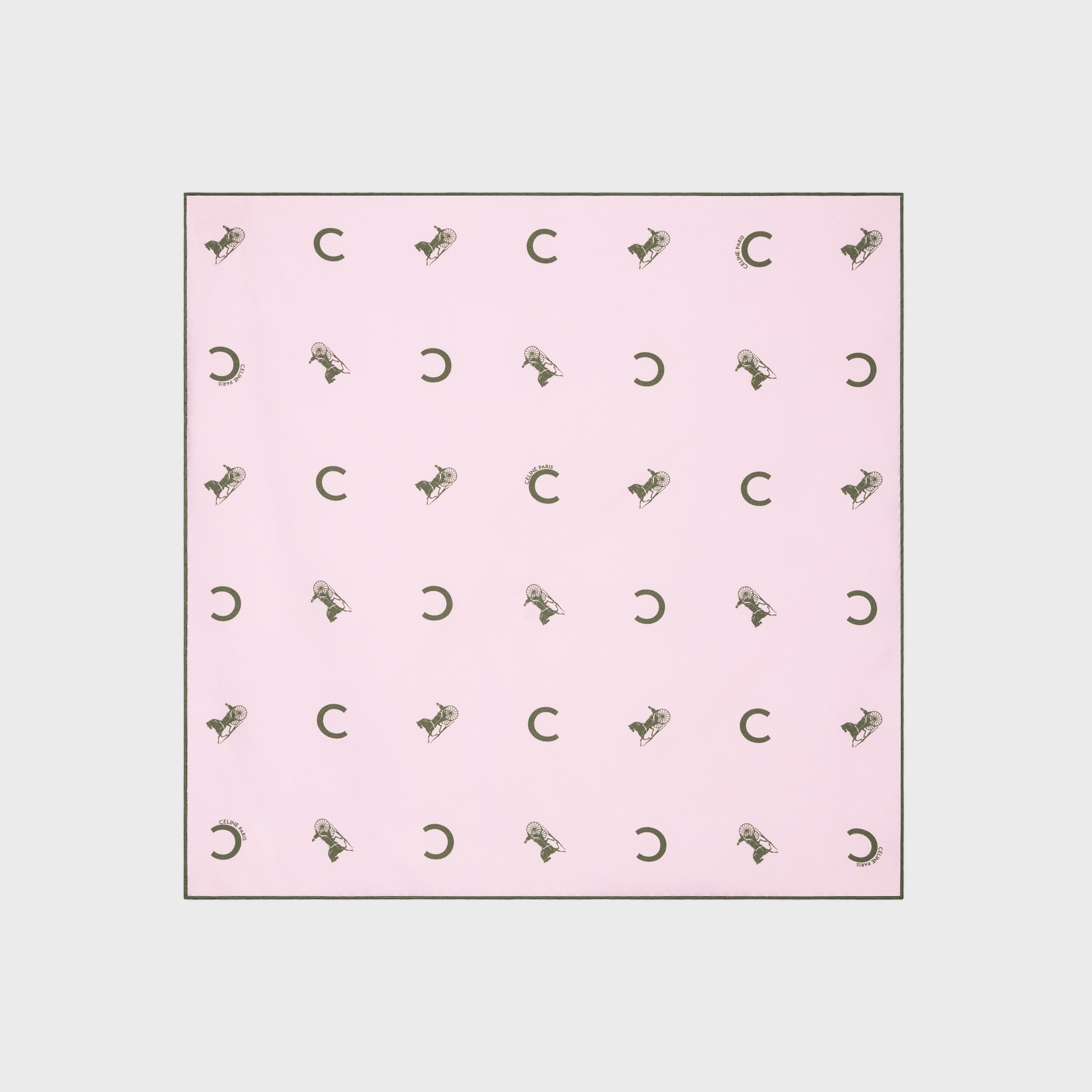 bandana IN silk twill - BLOSSOM PINK/KHAKI | CELINE