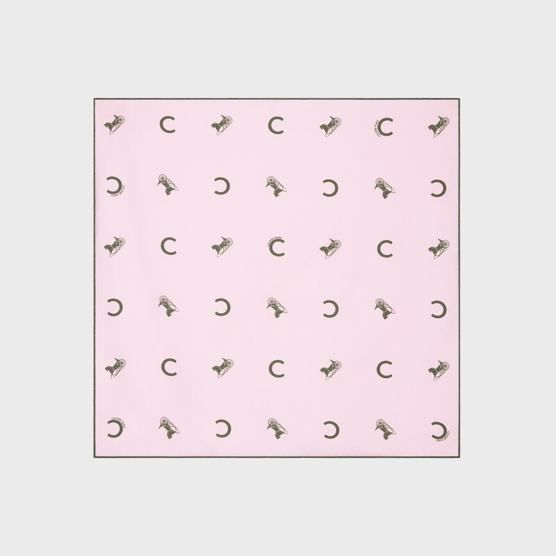 bandana IN silk twill - BLOSSOM PINK/KHAKI -  - 1 | CELINE