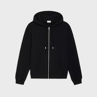 zipped hoodie IN cotton fleece - BLACK / WHITE -  - 1 | CELINE