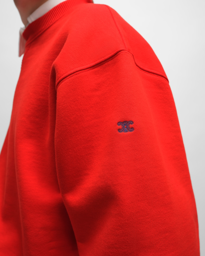 sweatshirt IN cotton fleece - Red cyclist/ bleu denim -  - 1 | CELINE
