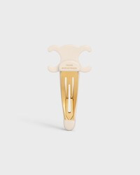 Celine Large Snap Hair Clip in Acetate and Steel - IVORY / GOLD - HAIR ACCESSORIES - 2 | CELINE